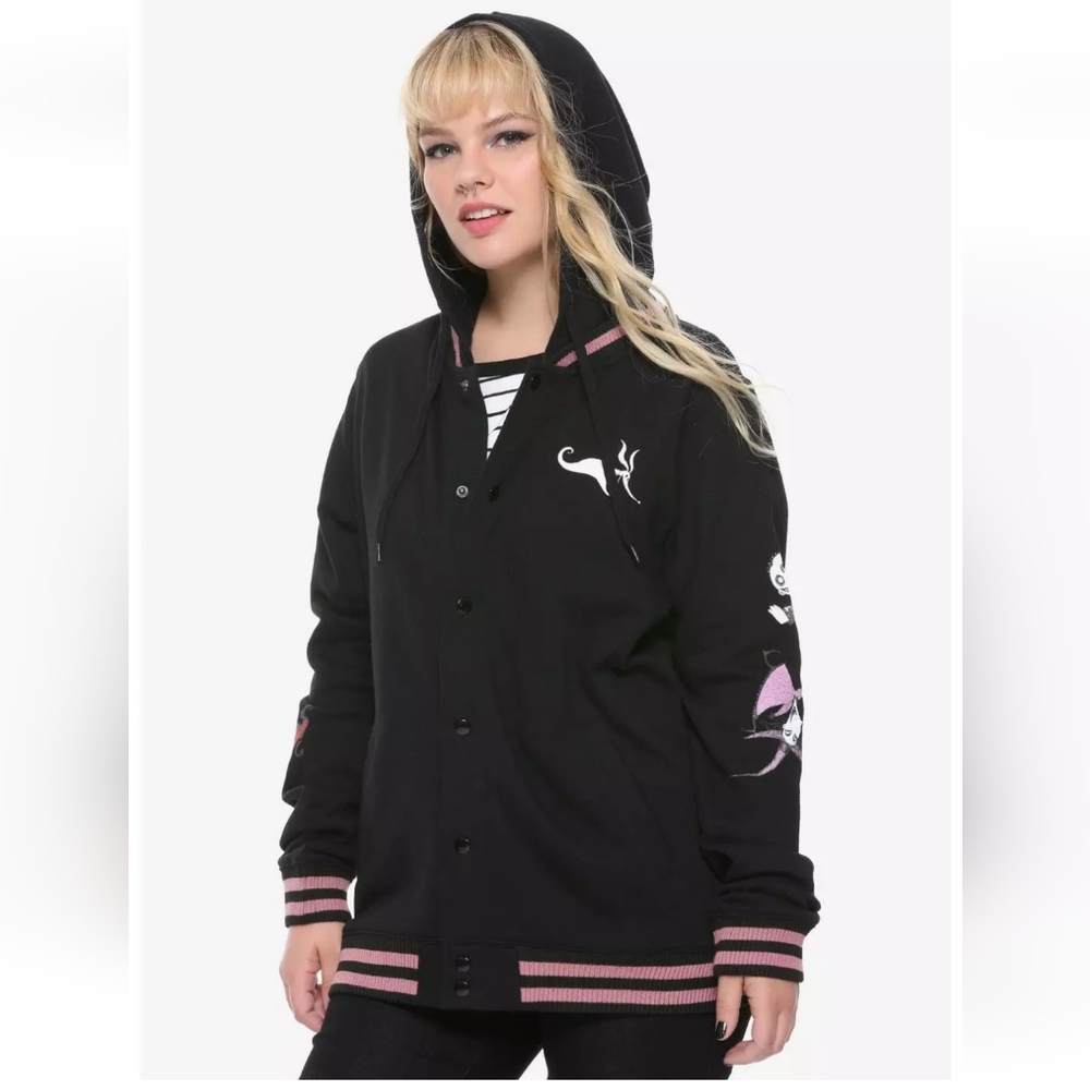 Disney Tim Burtons Nightmare Before Christmas Zero Hooded Varsity Jacket JR's LG